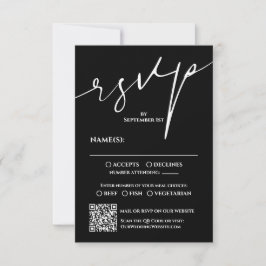 Tarjeta de RSVP de boda con código QR en blanco y 