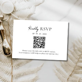 Tarjeta de RSVP de boda con código QR minimalista
