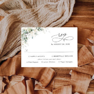 Tarjeta de RSVP de Boda con Eucalipto con Opción d