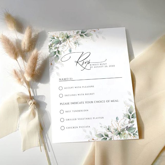 Tarjeta de RSVP de Boda con Eucalipto con Opción d (Subido por el creador)