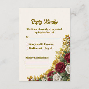 Tarjeta de RSVP de Boda con Flor de Rosa de Nueva