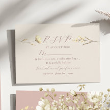 Tarjeta de RSVP de Boda con Flor Silvestre Rosada
