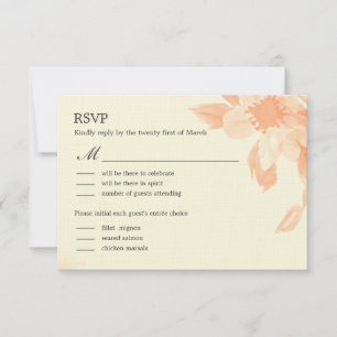 Tarjeta de RSVP de boda con flores en acuarela