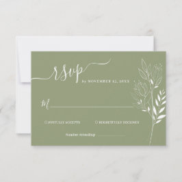 Tarjeta de RSVP de boda con follaje de flor silves