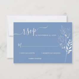 Tarjeta de RSVP de boda con follaje de flor silves
