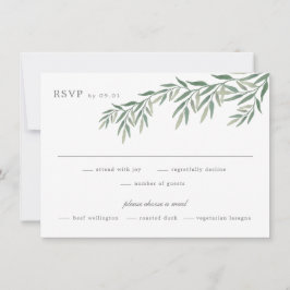 Tarjeta de RSVP de boda con follaje verde elegante