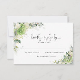 Tarjeta de RSVP de Boda con Hortensias Elegantes