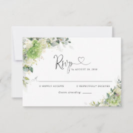 Tarjeta de RSVP de Boda con Hortensias Elegantes