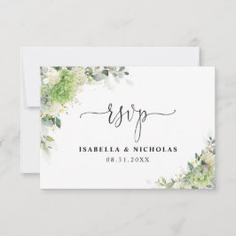 Tarjeta de RSVP de Boda con Hortensias Elegantes