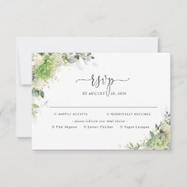 Tarjeta de RSVP de Boda con Hortensias Florales y