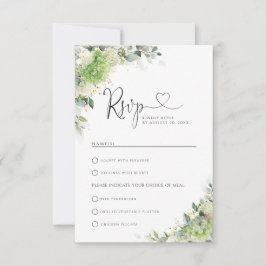 Tarjeta de RSVP de Boda con Hortensias Florales y