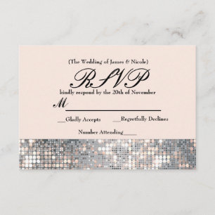 Tarjeta de RSVP de Boda con Lentejuelas Brillantes