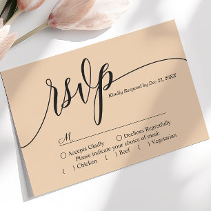 Tarjeta de RSVP de boda con letra simple de meloco