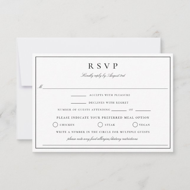 Tarjeta de RSVP de boda con monograma de cresta bo (Anverso)