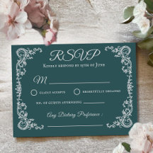 Tarjeta de RSVP de boda con monograma floral vinta