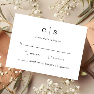 Tarjeta de RSVP de Boda con Monograma Inicial Mini