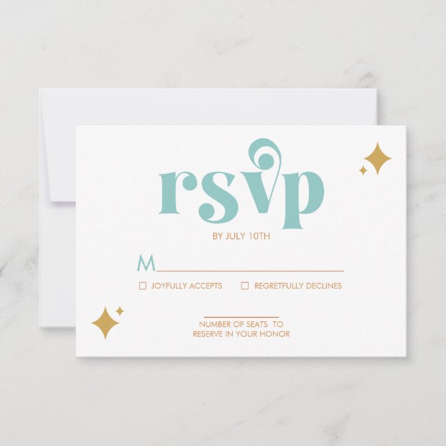 Tarjeta de RSVP de Boda con Paleta Playera Retro M (Anverso)