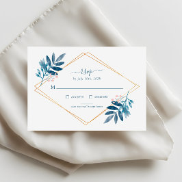 Tarjeta de RSVP de boda con polvo geométrico verde