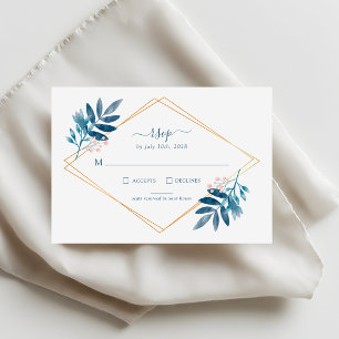 Tarjeta de RSVP de boda con polvo geométrico verde