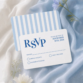 Tarjeta de RSVP de boda con rayas de cabana ondula