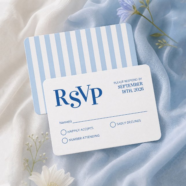 Tarjeta de RSVP de boda con rayas de cabana ondula (Subido por el creador)
