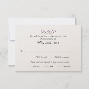 Tarjeta de RSVP de boda con selecciones de plato p