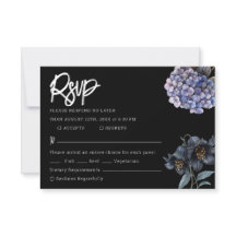 Tarjeta de RSVP de boda con tipografía clásica flo