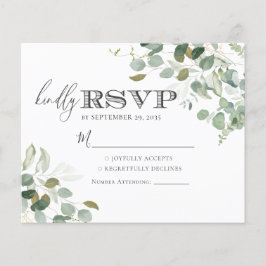 Tarjeta de RSVP de boda con vegetación de eucalipt