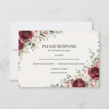 Tarjeta de RSVP de boda con vegetación floral de B