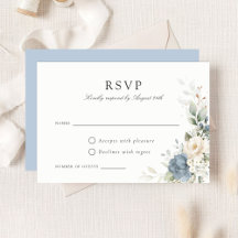 Tarjeta de RSVP de Boda con Verde y Polvo Azul Flo