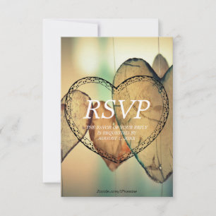 Tarjeta de RSVP de Boda Corazones Bokeh Rústicos