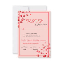 Tarjeta de RSVP de boda Corazones Rojos