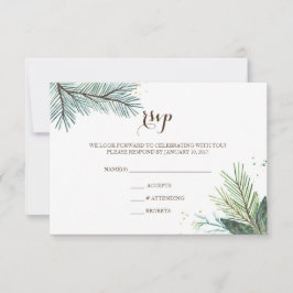 Tarjeta de RSVP de Boda Corona de Invierno