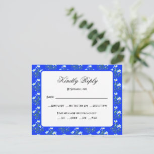 Tarjeta de RSVP de Boda Crocus Azul