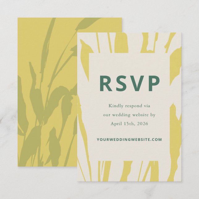 Tarjeta de RSVP de Boda de Boceto Botánico de Cítr (Anverso / Reverso)