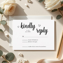 Tarjeta de RSVP de boda de corazón minimalista