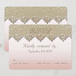 Tarjeta de RSVP de boda de Damasco Chic Elegante