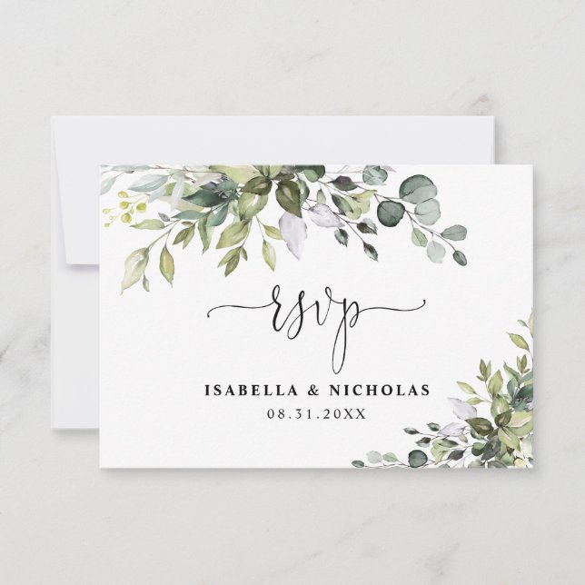 Tarjeta de RSVP de Boda de Eucalipto (Anverso)