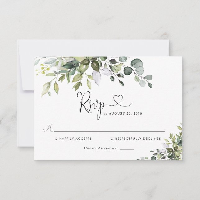 Tarjeta de RSVP de Boda de Eucalipto (Anverso)