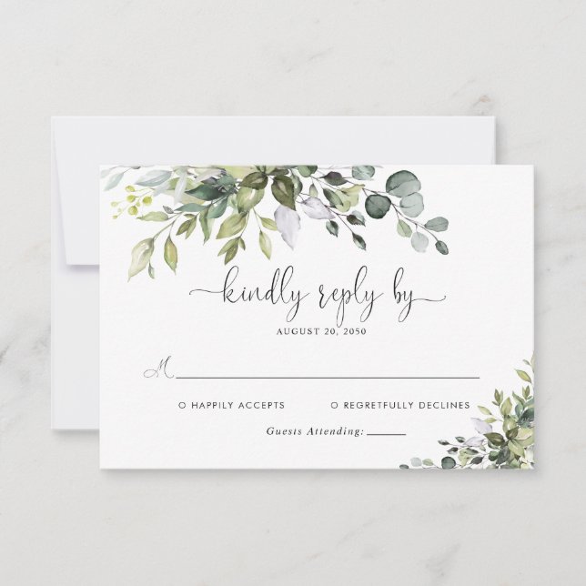 Tarjeta de RSVP de Boda de Eucalipto (Anverso)