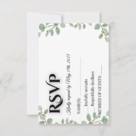 Tarjeta de RSVP de boda de eucalipto verde salvia
