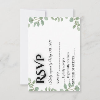 Tarjeta de RSVP de boda de eucalipto verde salvia