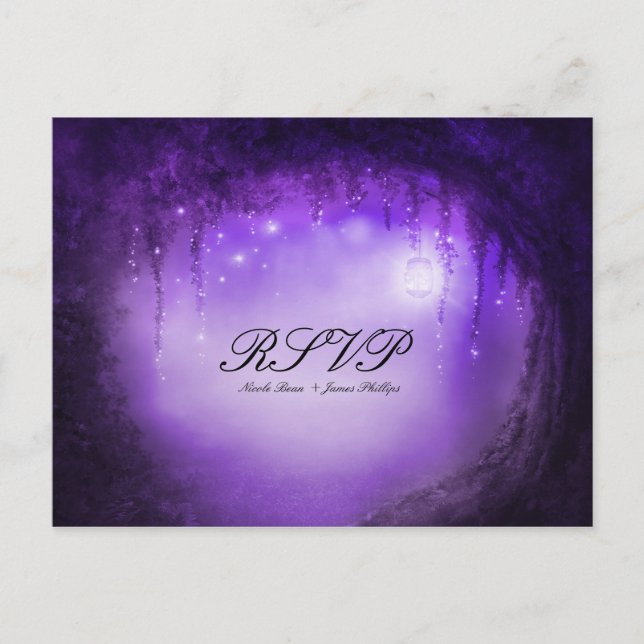 Tarjeta de RSVP de Boda de Fantasía del Bosque Enc (Anverso)