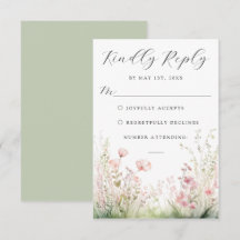 Tarjeta de RSVP de Boda de Flor Silvestre Delicada