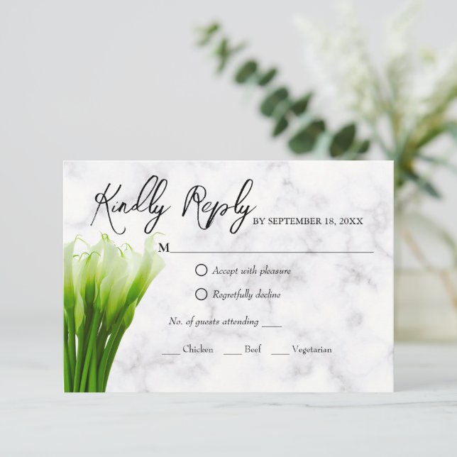 Tarjeta de RSVP de boda de flores de lirio de cala (Anverso de pie)