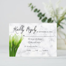 Tarjeta de RSVP de boda de flores de lirio de cala