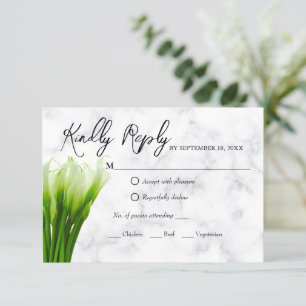 Tarjeta de RSVP de boda de flores de lirio de cala