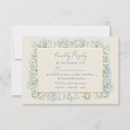 Tarjeta de RSVP de boda de flores silvestres azul