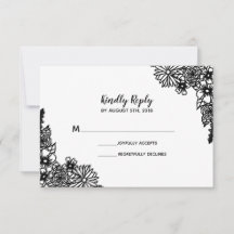 Tarjeta de RSVP de Boda de Flores Silvestres en Bl