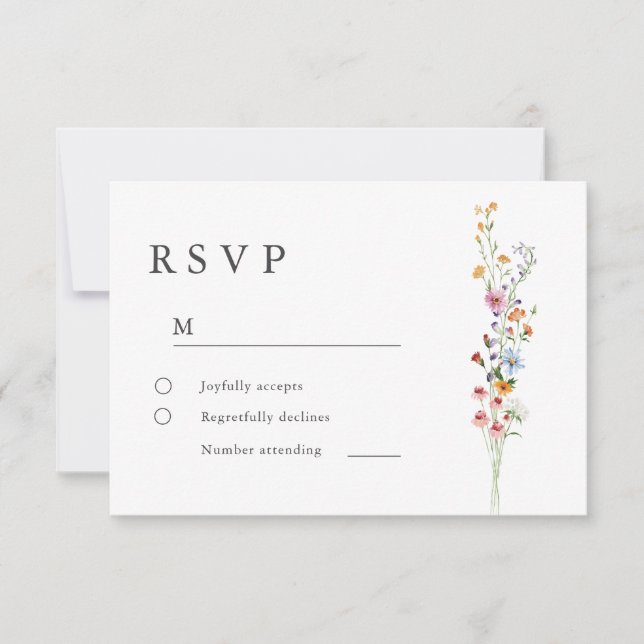 Tarjeta de RSVP de Boda de Flores Silvestres Minim (Anverso)